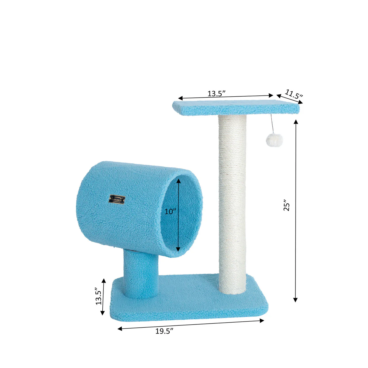 Armarkat 25" Cat Tree with Scratcher and Tunnel - Sky Blue - Image 3