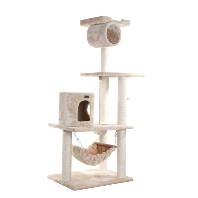 Armarkat 62" Real Wood Cat Tree with Scratch Posts and Hammock