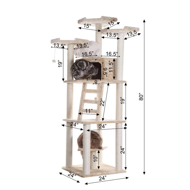 Armarkat 80" Multi-Function Real Wood Cat Tower with Spacious Condo - Image 4