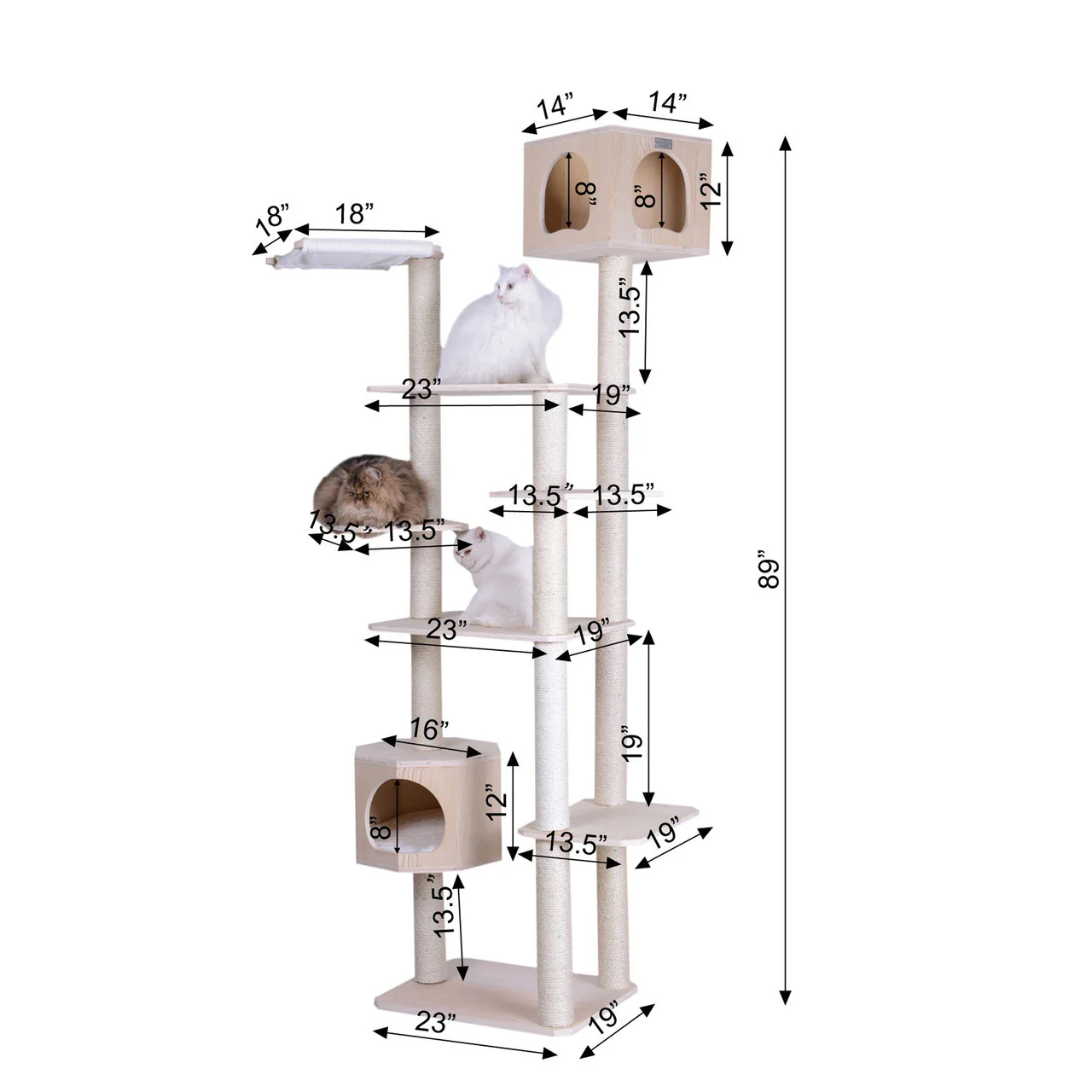 Armarkat 89" 7-Level Cat Tree with Two Playhouses - Image 4