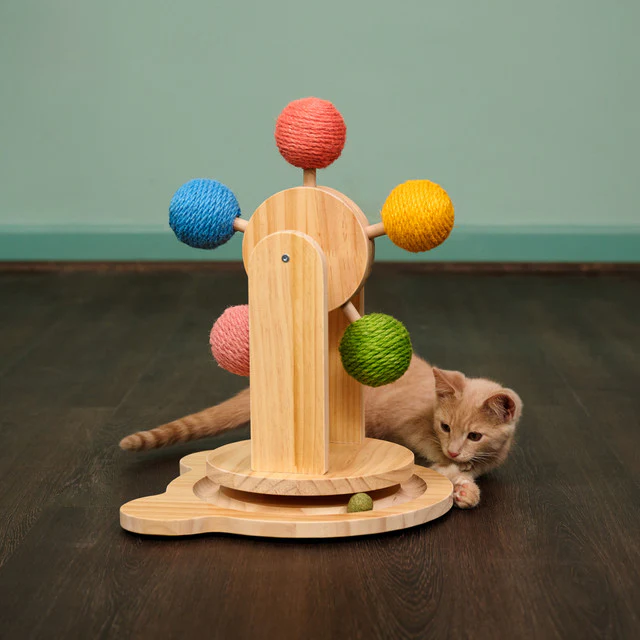 Armarkat Complete Interactive Play Center: Pinewood Ferris Wheel Cat Toy - Image 4