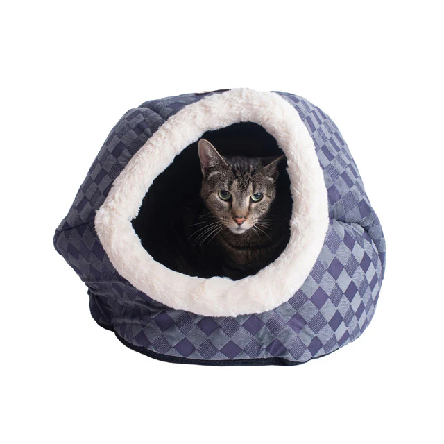Armarkat Cuddle Cat Cave - Blue Checkered