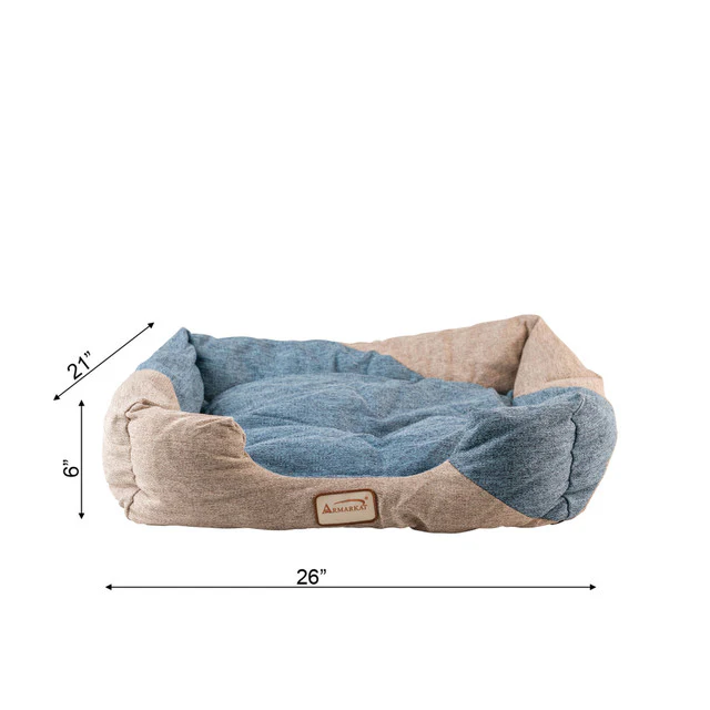 Armarkat Soft Upholstery Cat Bed - Cornflower Blue/Beige - Image 5