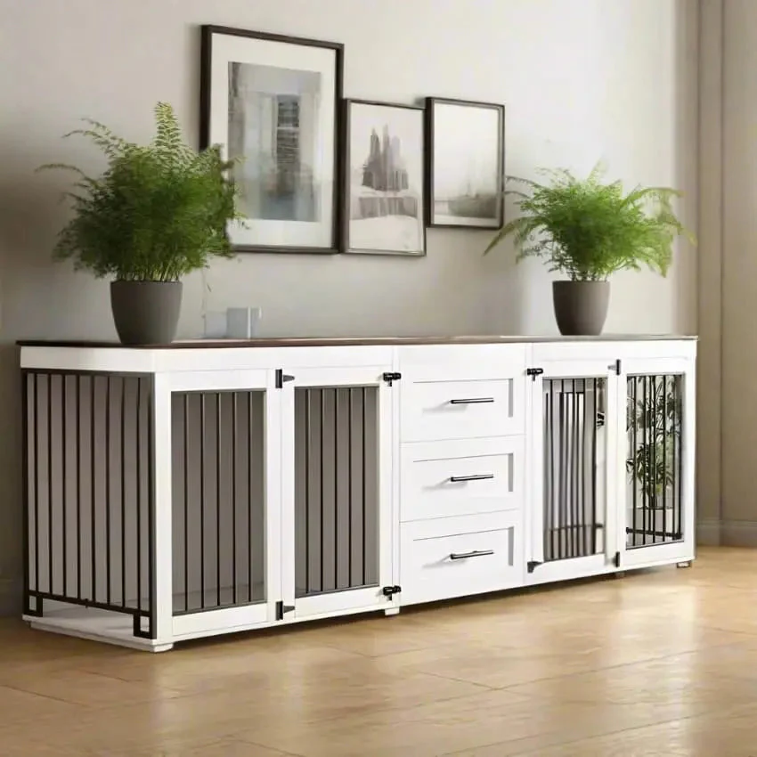 OnePaw ATHENA Large Double Dog Crate with Storage - Image 3