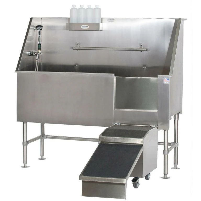Petlift Aqua Quest Stainless Steel Walk-In Dog Grooming Bath Tub 60"