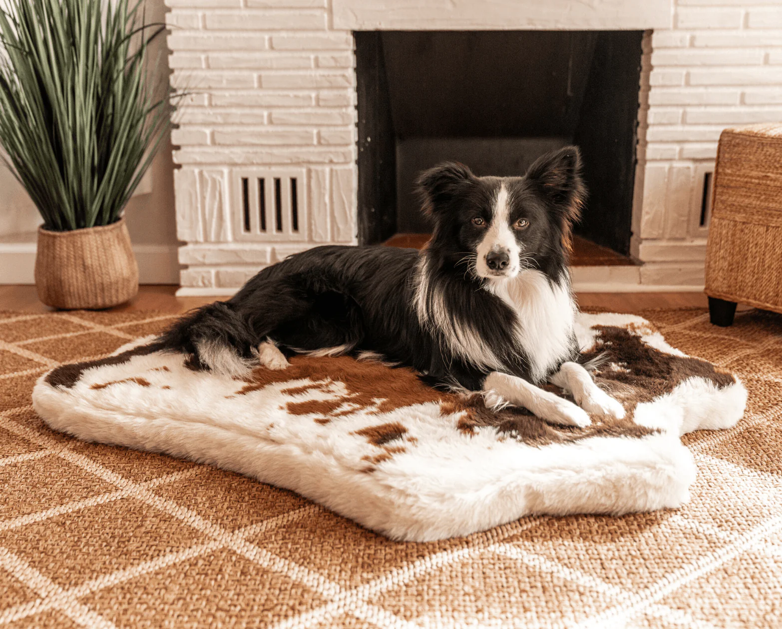 PupRugĀ® Animal Print Memory Foam Dog Bed - Brown Faux Cowhide - Image 11