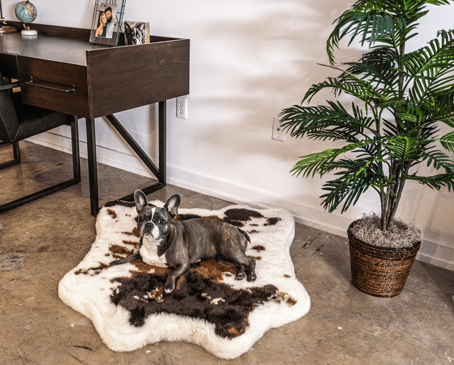 PupRugĀ® Animal Print Memory Foam Dog Bed - Brown Faux Cowhide - Image 9