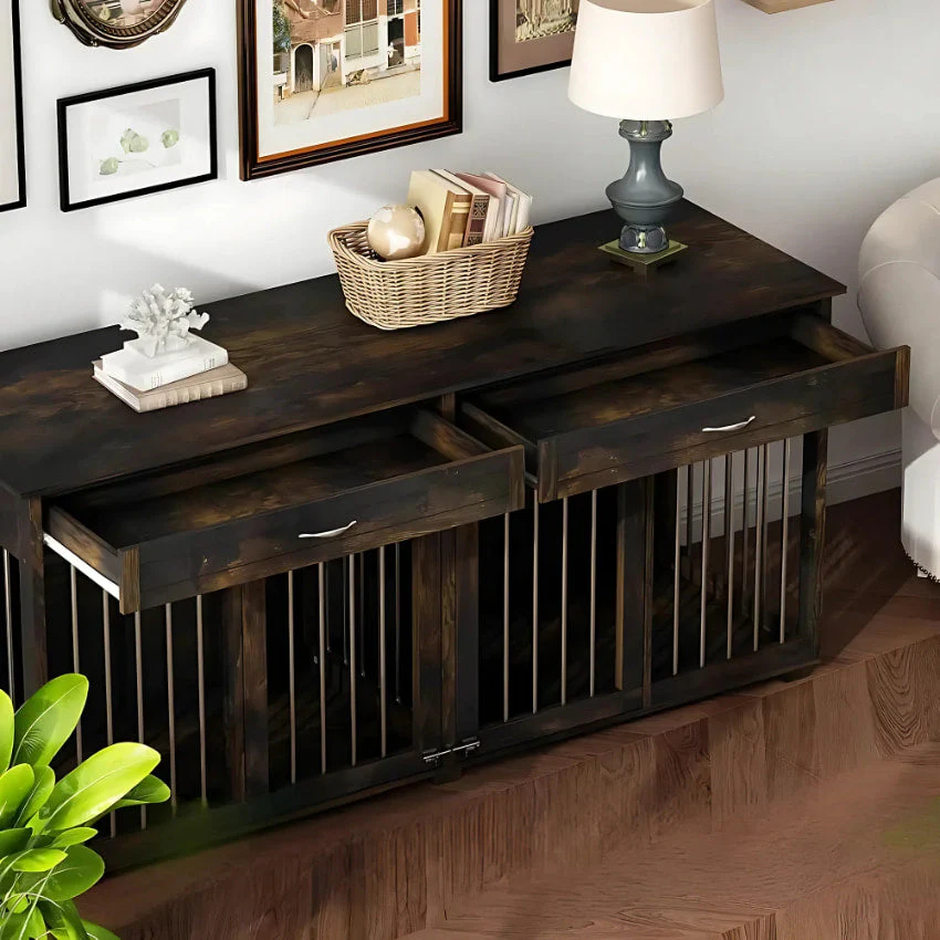 OnePaw VESTA Double Dog Furniture Crate with Drawers - Image 11